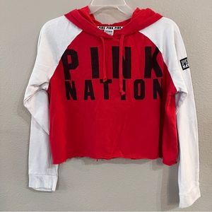PINK Nation Red Cropped L hoodie